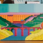 Cuadro nuevo puente sobre el río Tajo en Alcántara, obra de la pintora Mabel Blasco, cedido temporalmente al CICCP, por el colegiado nº 14.876 Juan Antonio Reveriego